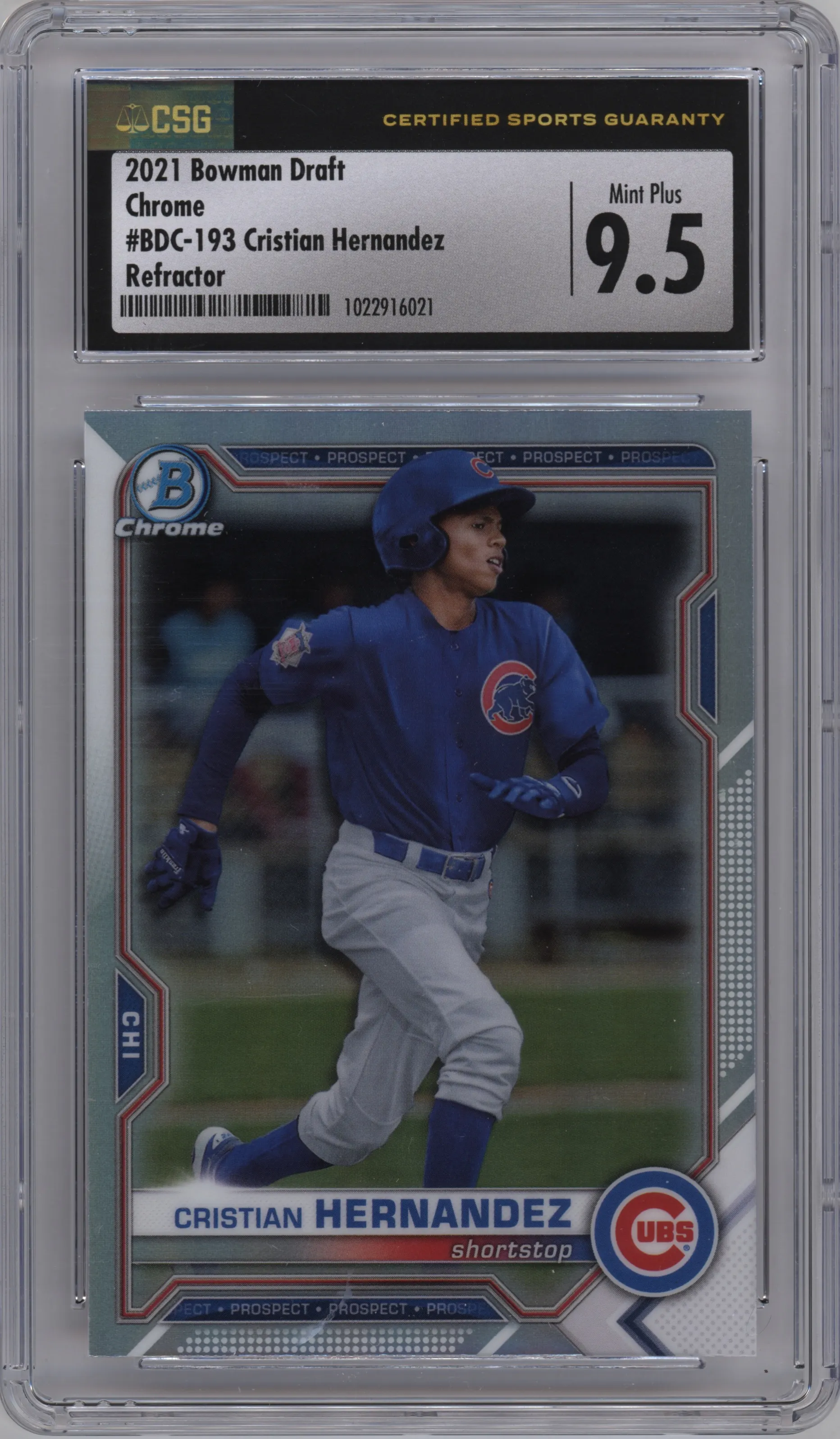 2021 Bowman Draft Chrome Cristian Hernandez Refractor #BDC-193 CGC 9.5