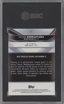 Victor Wembanyama from the 2022-23 Bowman University Best set graded by SGC and given an overall grade of 10.