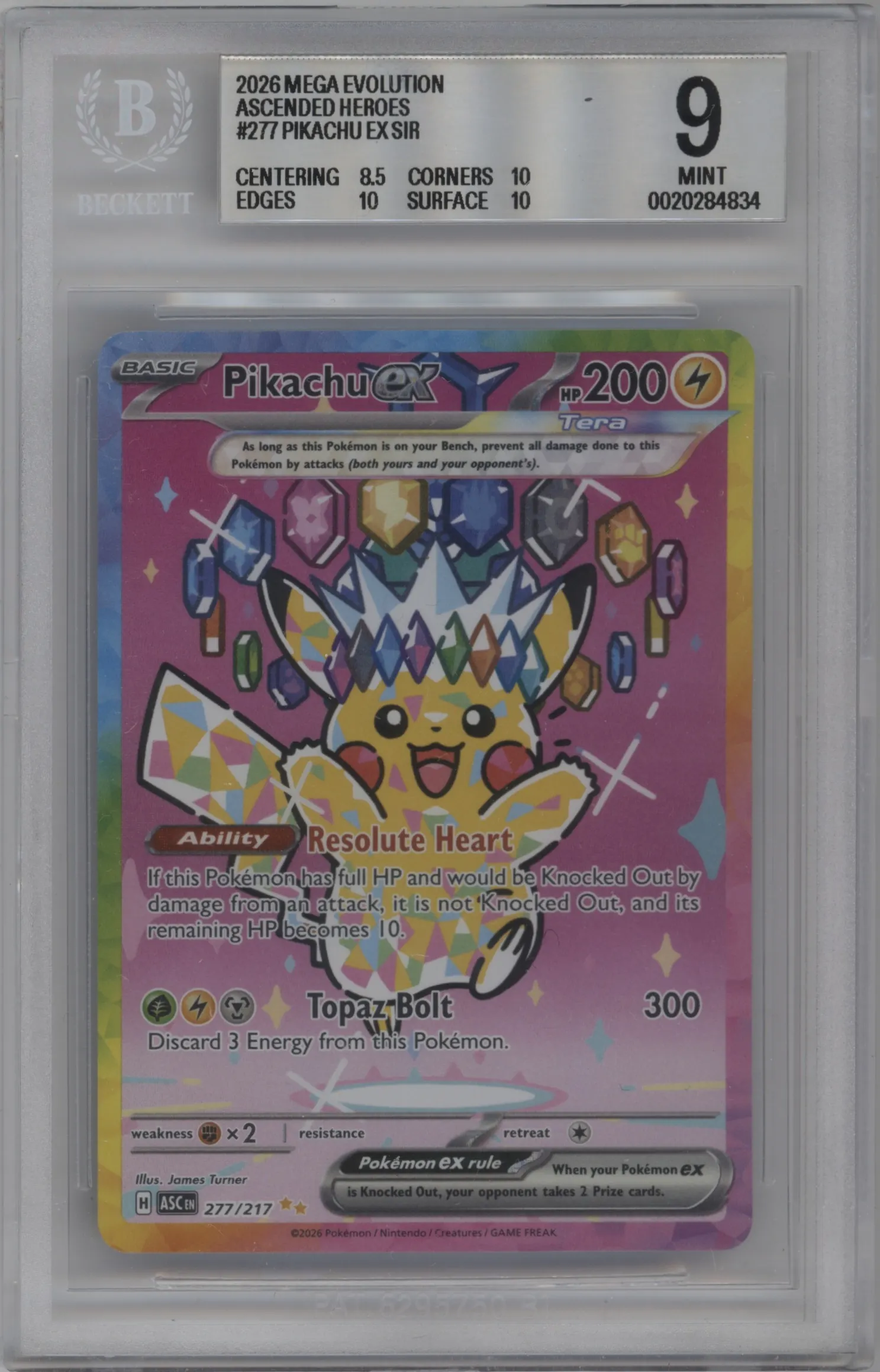 2026 Pokemon Mega Evolution Ascndd.Heroes Pikachu ex #277 BGS 9
