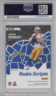 Justin Herbert from the 2020 Panini Mosaic set graded by PSA and given an overall grade of 10.