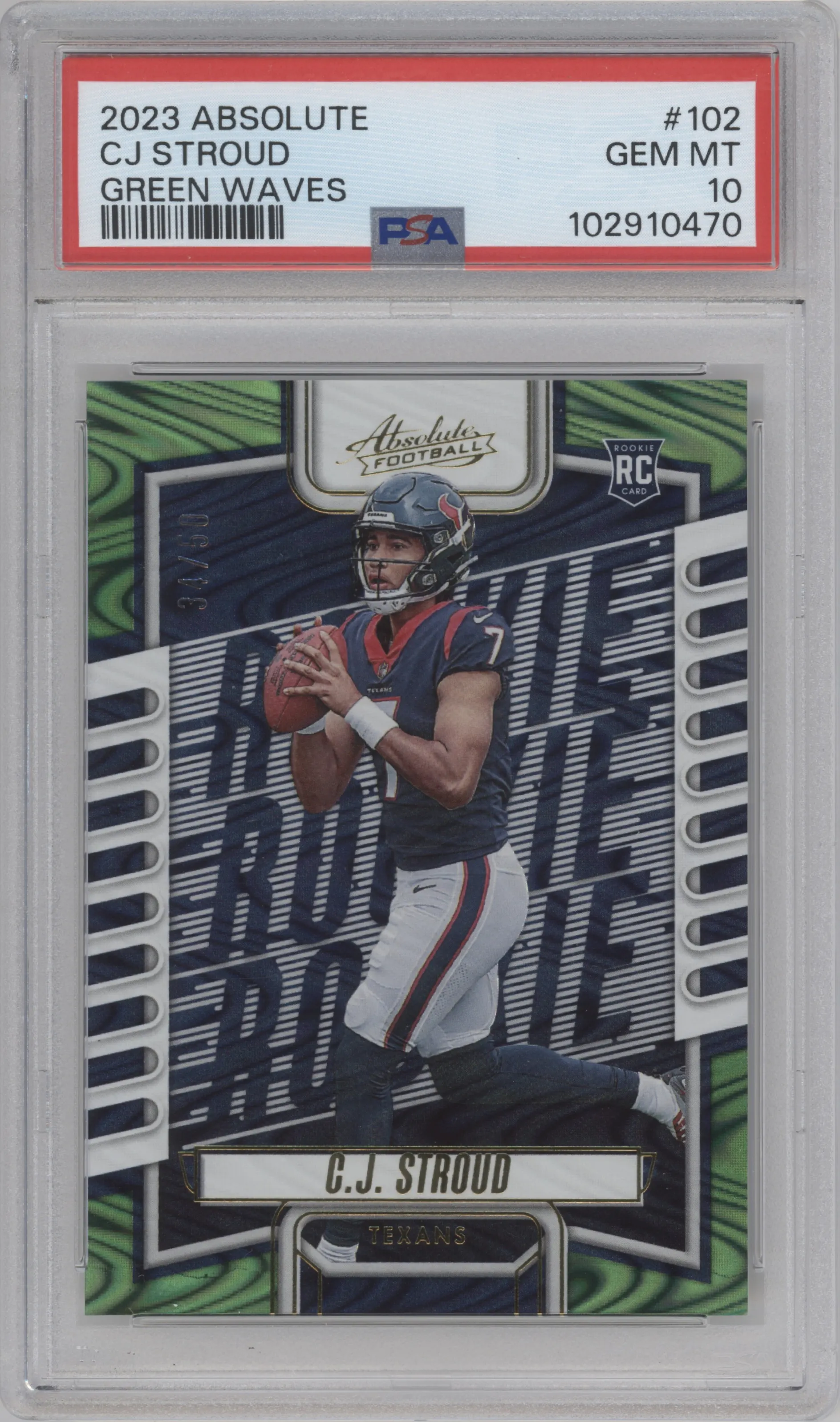 2023 Panini Absolute C.J. Stroud Green Waves PSA 10