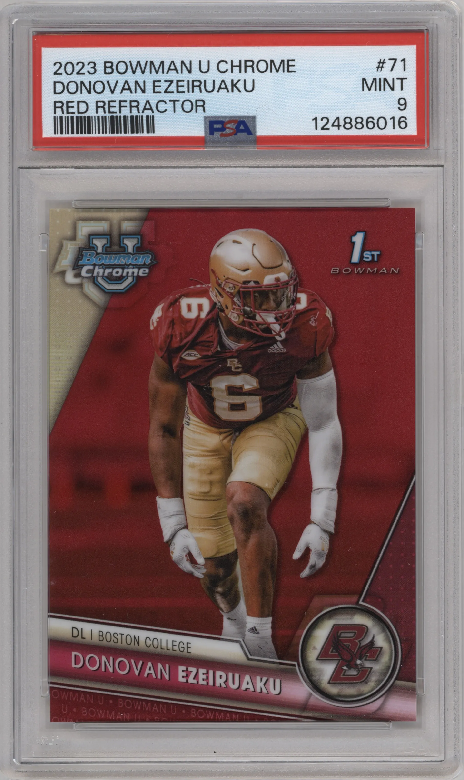2023 Bowman Chrome University Donovan Ezeiruaku Red Refractor #71 PSA 9