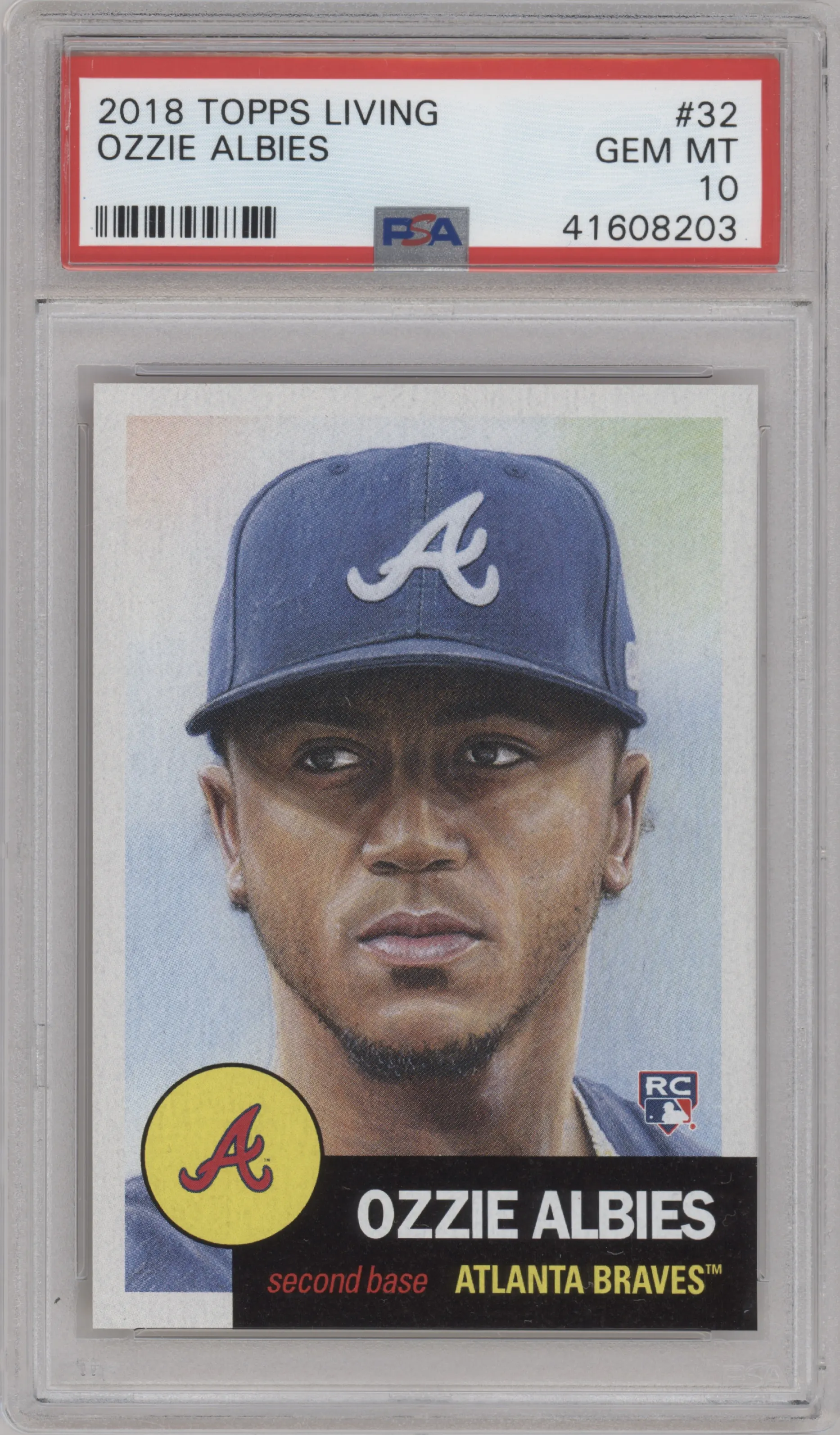 Ozzie Albies from the Ultimate Topps Living Set   set graded by PSA and given an overall grade of 10.