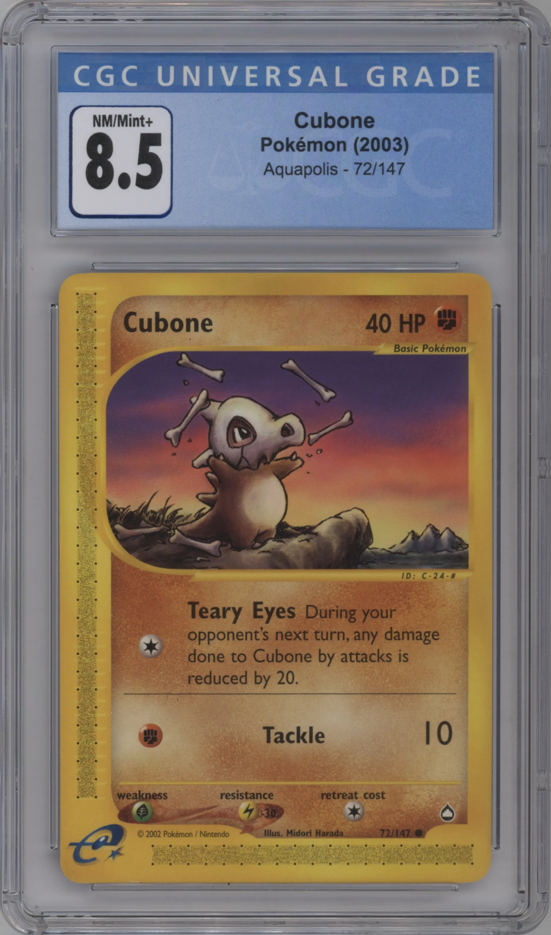 2003 Pokemon E-CARD Aquapolis Cubone #72 CGC 8.5