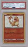 Charmander from the 2019 Pokemon S&M  set graded by PSA and given an overall grade of 10.