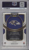 Zay Flowers from the 2023 Panini Select set featuring a Red Wave Prizm parallel graded by PSA and given an overall grade of 9.