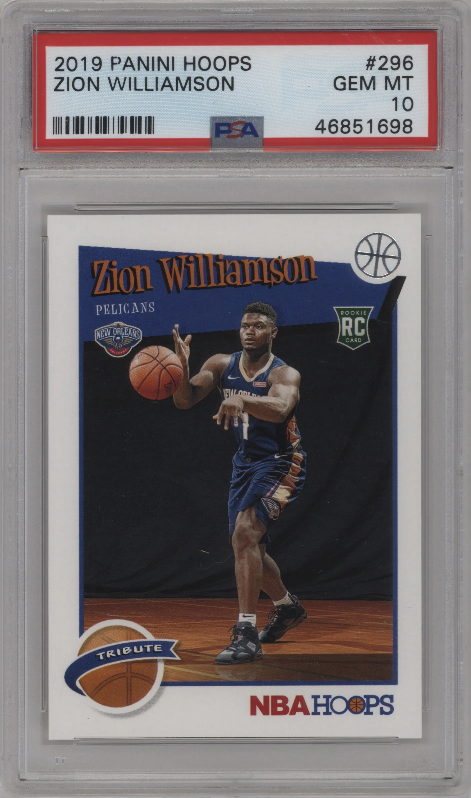 2019 Panini NBA Hoops Tribute Zion Williamson PSA 10