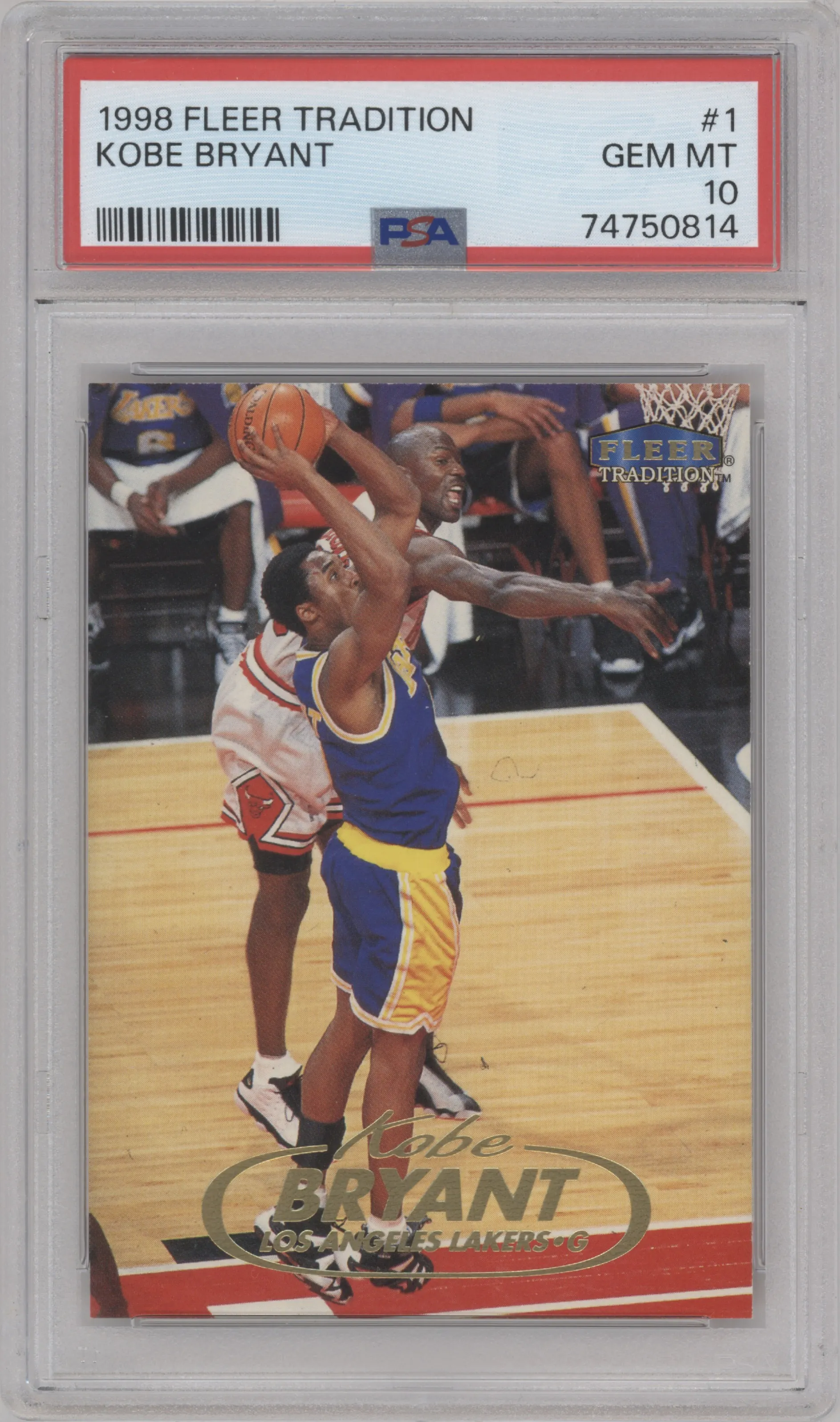 Kobe Bryant  from the 1998-99 Fleer Tradition set graded by PSA and given an overall grade of 10.
