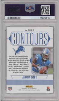 Jahmyr Gibbs from the 2023 Panini Phoenix set graded by PSA and given an overall grade of 10.