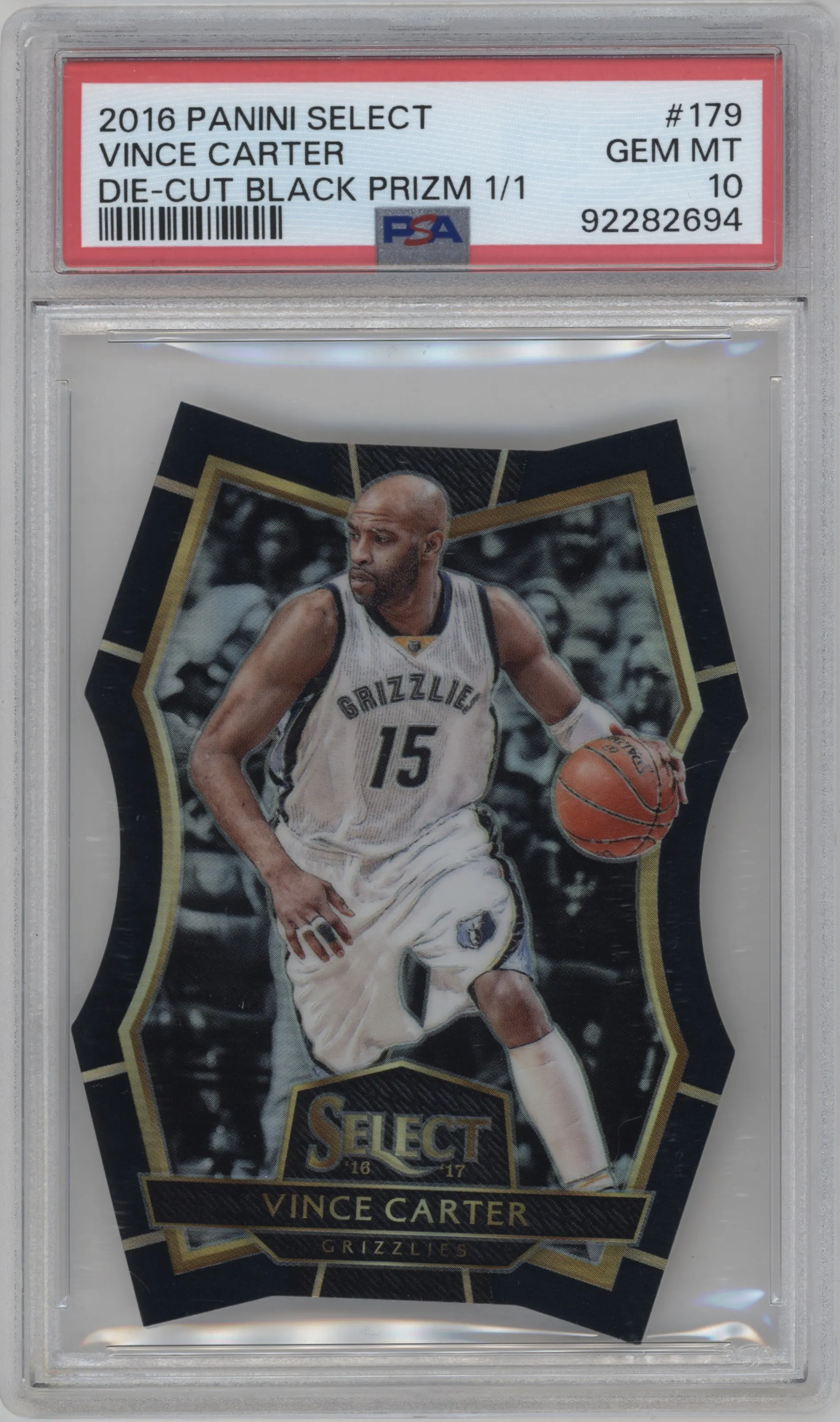 2016 Panini Select Pre.Lvl. Vince Carter Die-Cut Black #179 PSA 10