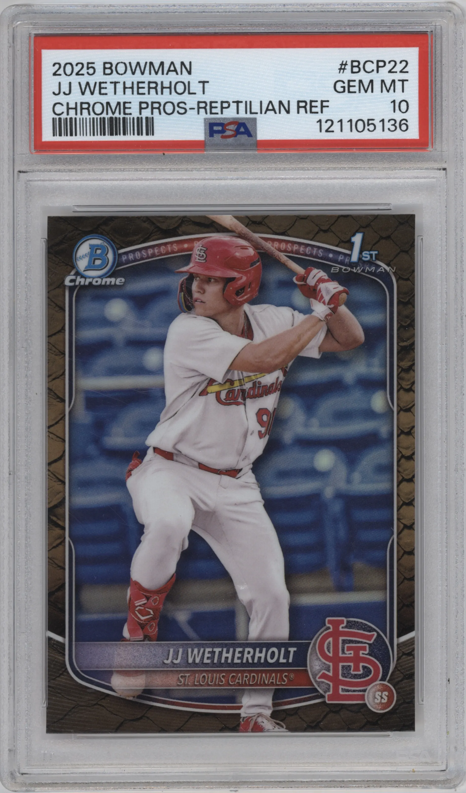 2025 Bowman Chr.Pros JJ Wetherholt Reptilian Refractor #BCP-22 PSA 10