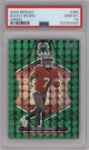 Bucky Irving from the 2024 Panini Mosaic set featuring a Green Mosaic parallel graded by PSA and given an overall grade of 10.