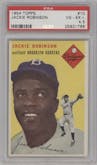 Jackie Robinson from the 1954 Topps set graded by PSA and given an overall grade of 4.5.