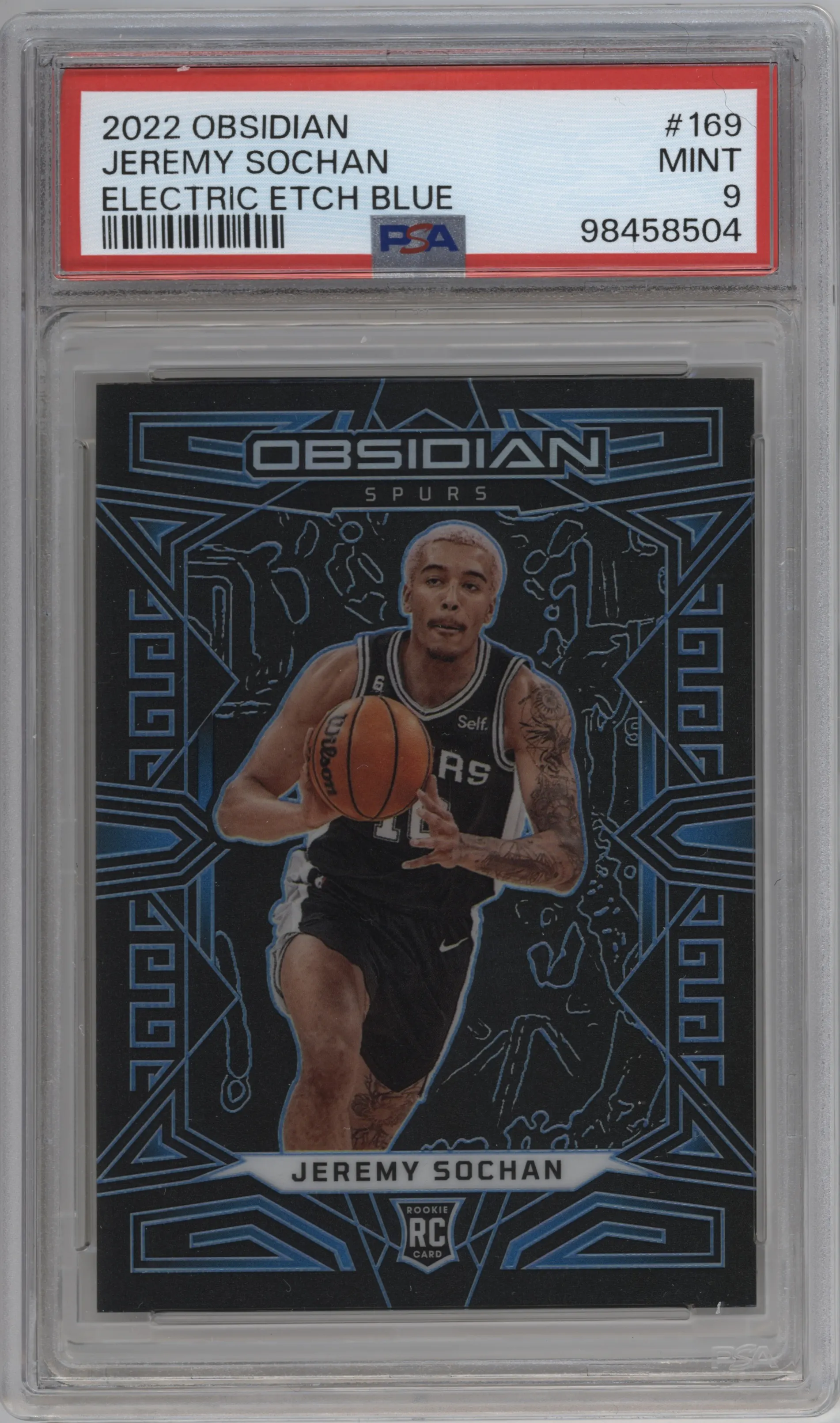2022 Panini Obsidian Jeremy Sochan Electric Etch Blue PSA 9