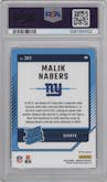 Malik Nabers from the 2024 Donruss set featuring a Red Wave parallel graded by PSA and given an overall grade of 10.