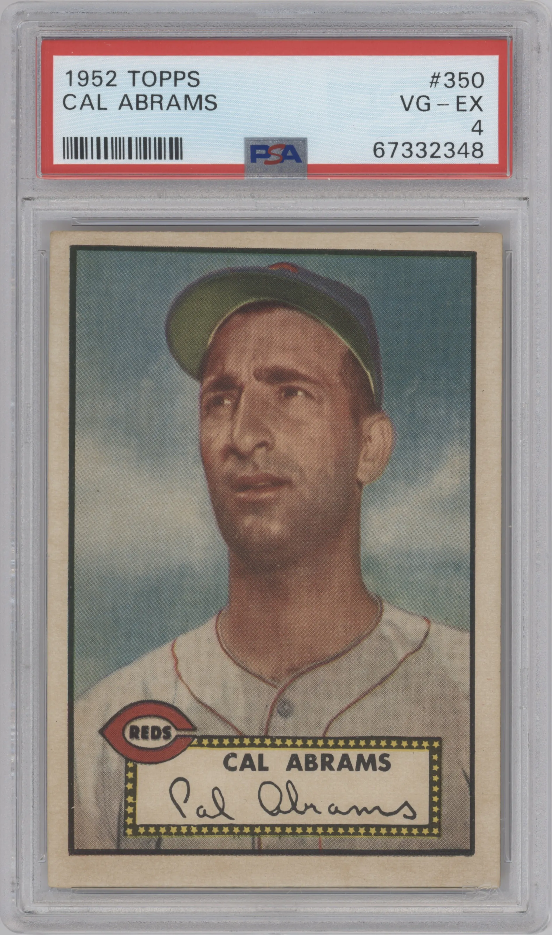 Cal Abrams from the 1952 Topps set graded by PSA and given an overall grade of 4.