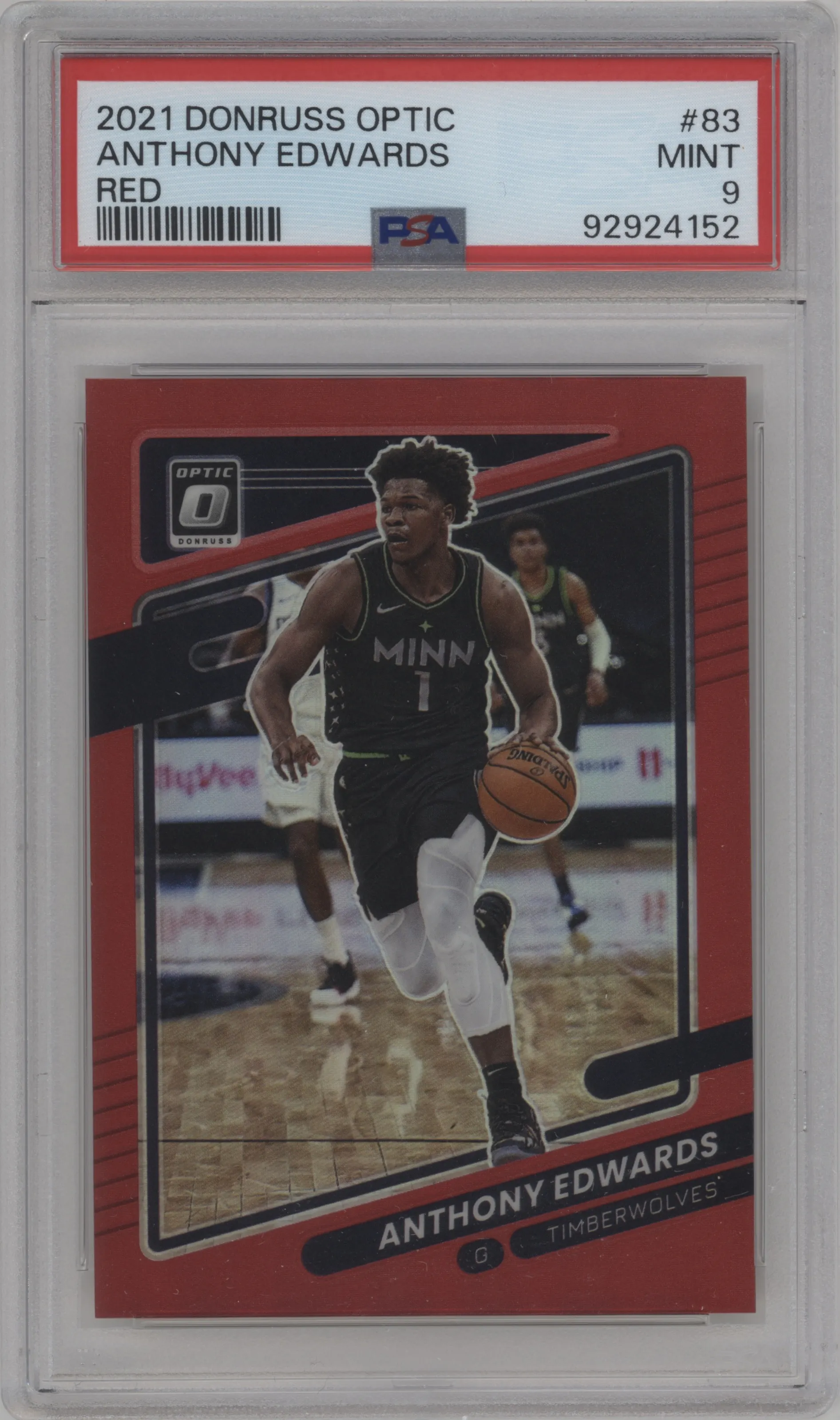 2021 Panini Donruss Optic Anthony Edwards Red #83 PSA 9