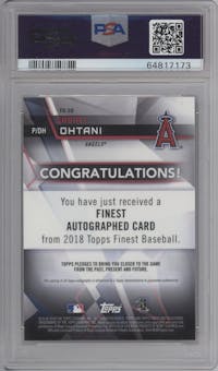 Shohei Ohtani from the 2018 Topps Finest set graded by PSA and given an overall grade of 10.