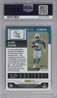 De'Von Achane from the 2023 Panini Zenith set featuring a Green parallel graded by PSA and given an overall grade of 10.