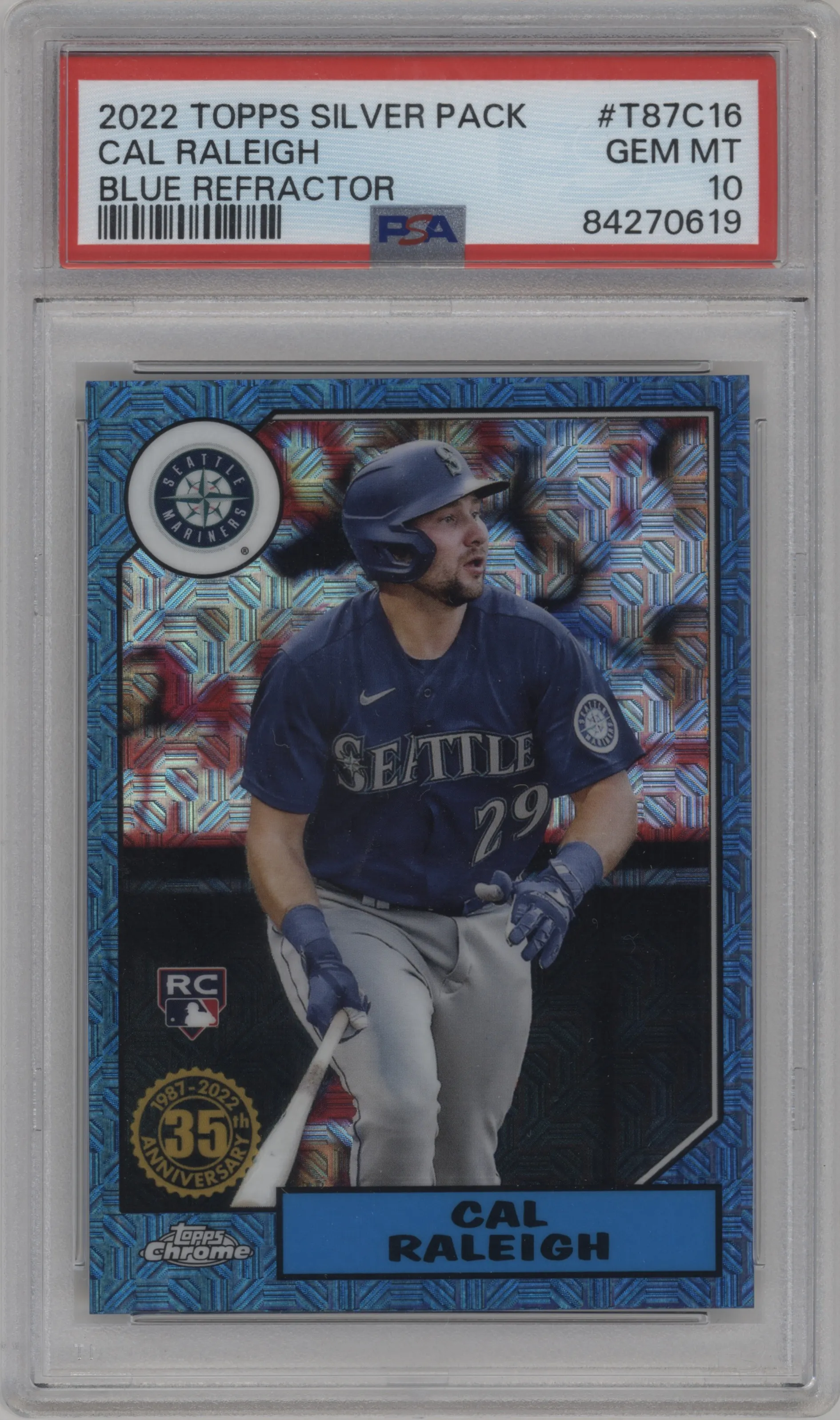 2022 Topps Silver Pack 1987 Topps Cal Raleigh Blue PSA 10