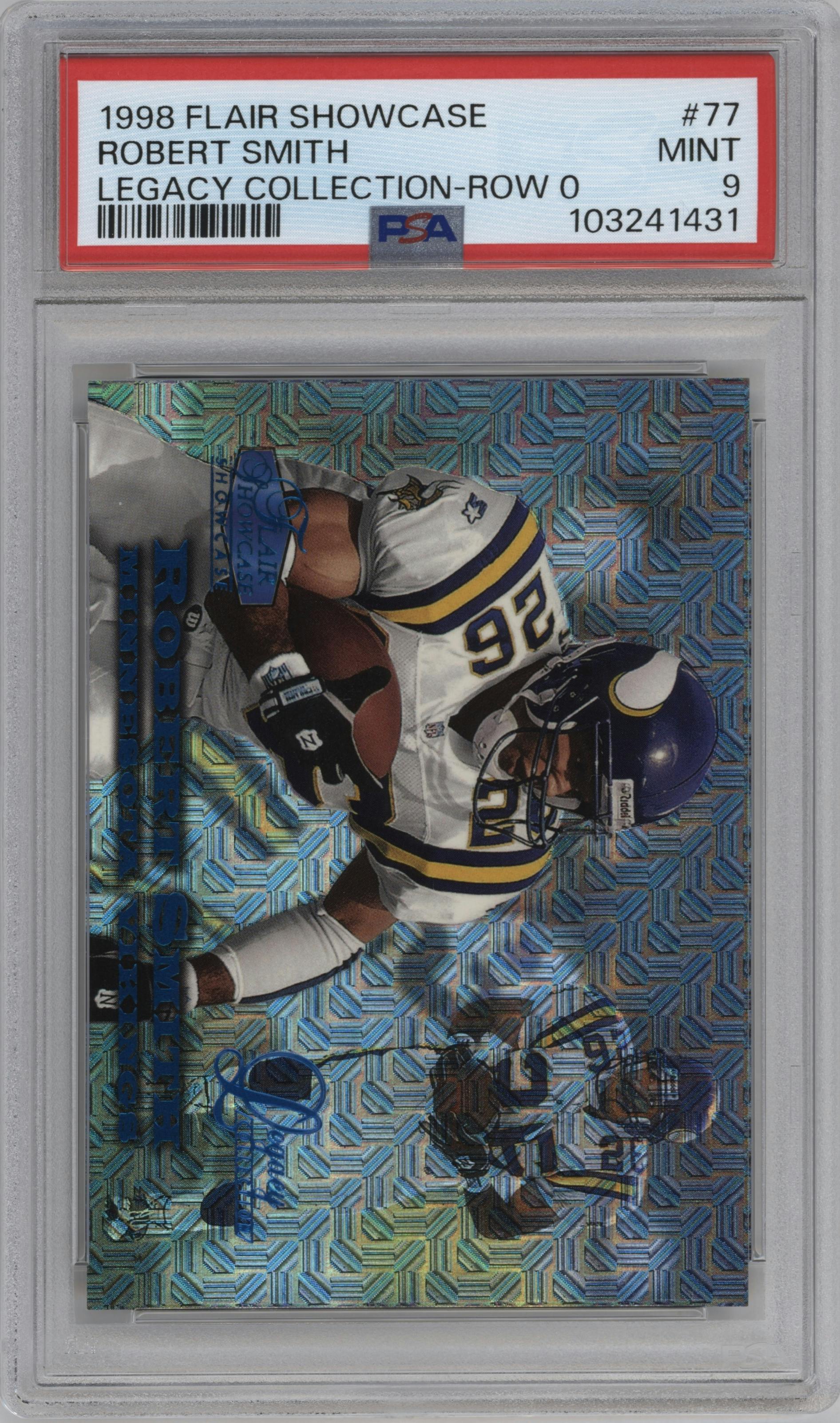 Robert Smith from the 1998 Flair Showcase set featuring a Legacy Collection parallel graded by PSA and given an overall grade of 9.