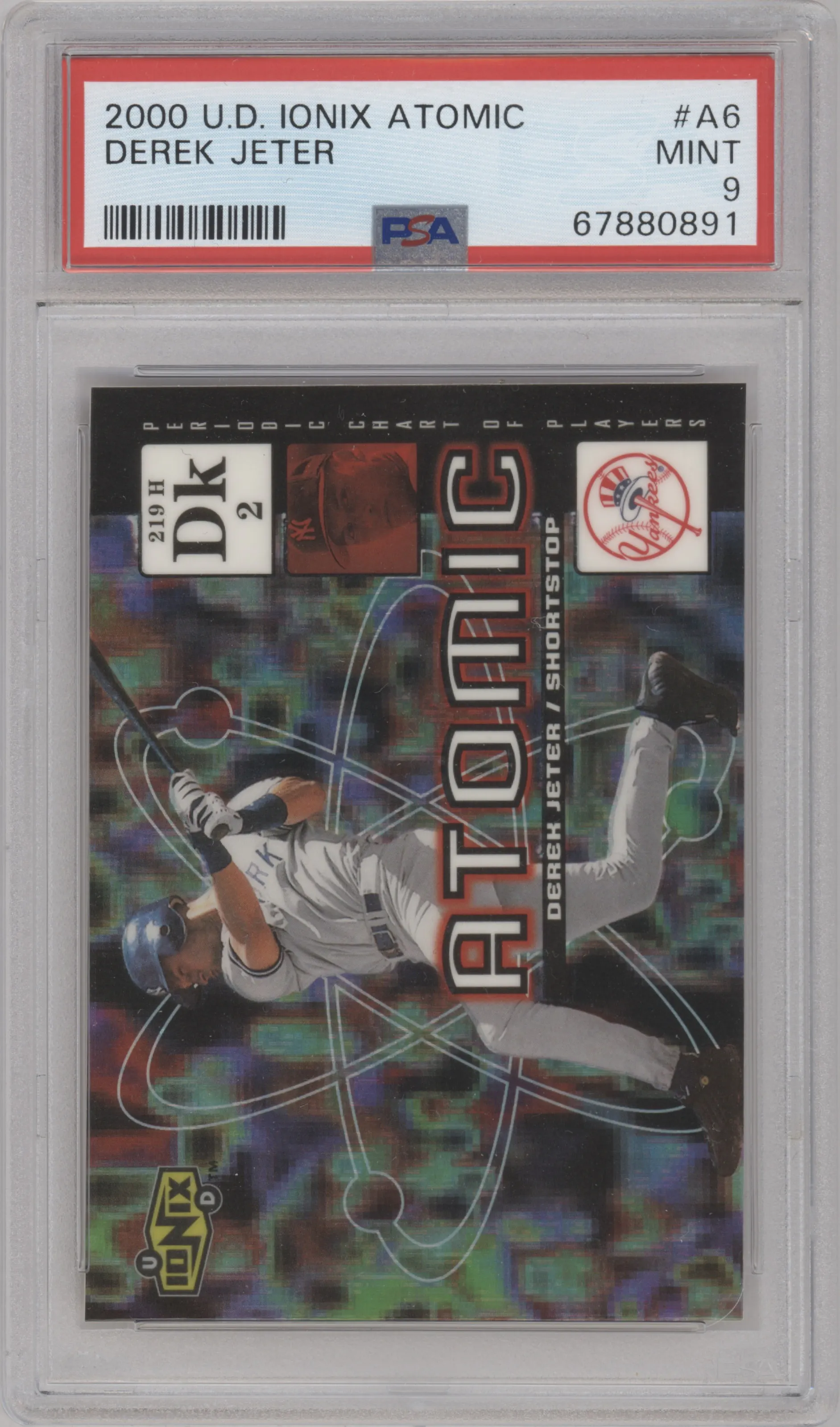 Derek Jeter from the 2000 UD Ionix set graded by PSA and given an overall grade of 9.