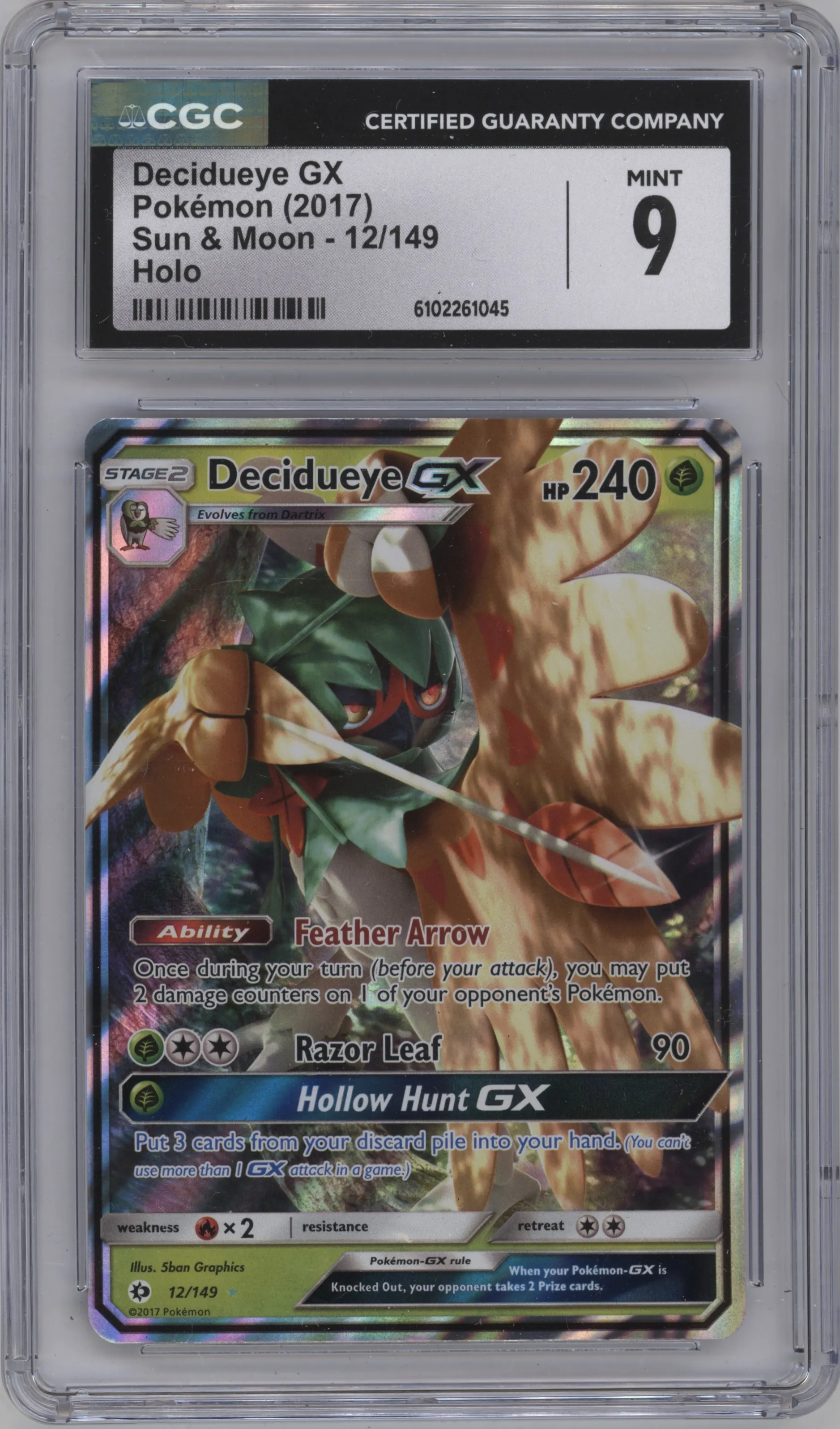 2017 Pokemon S&M Decidueye GX #12 CGC 9