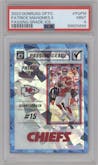 Patrick Mahomes II from the 2023 Donruss Optic set featuring a Ice parallel graded by PSA and given an overall grade of 9.