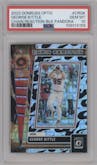 George Kittle from the 2023 Donruss Optic set featuring a Black Pandora parallel graded by PSA and given an overall grade of 10.