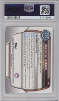 Caleb Williams from the 2022 Bowman University Chrome set graded by PSA and given an overall grade of 9.