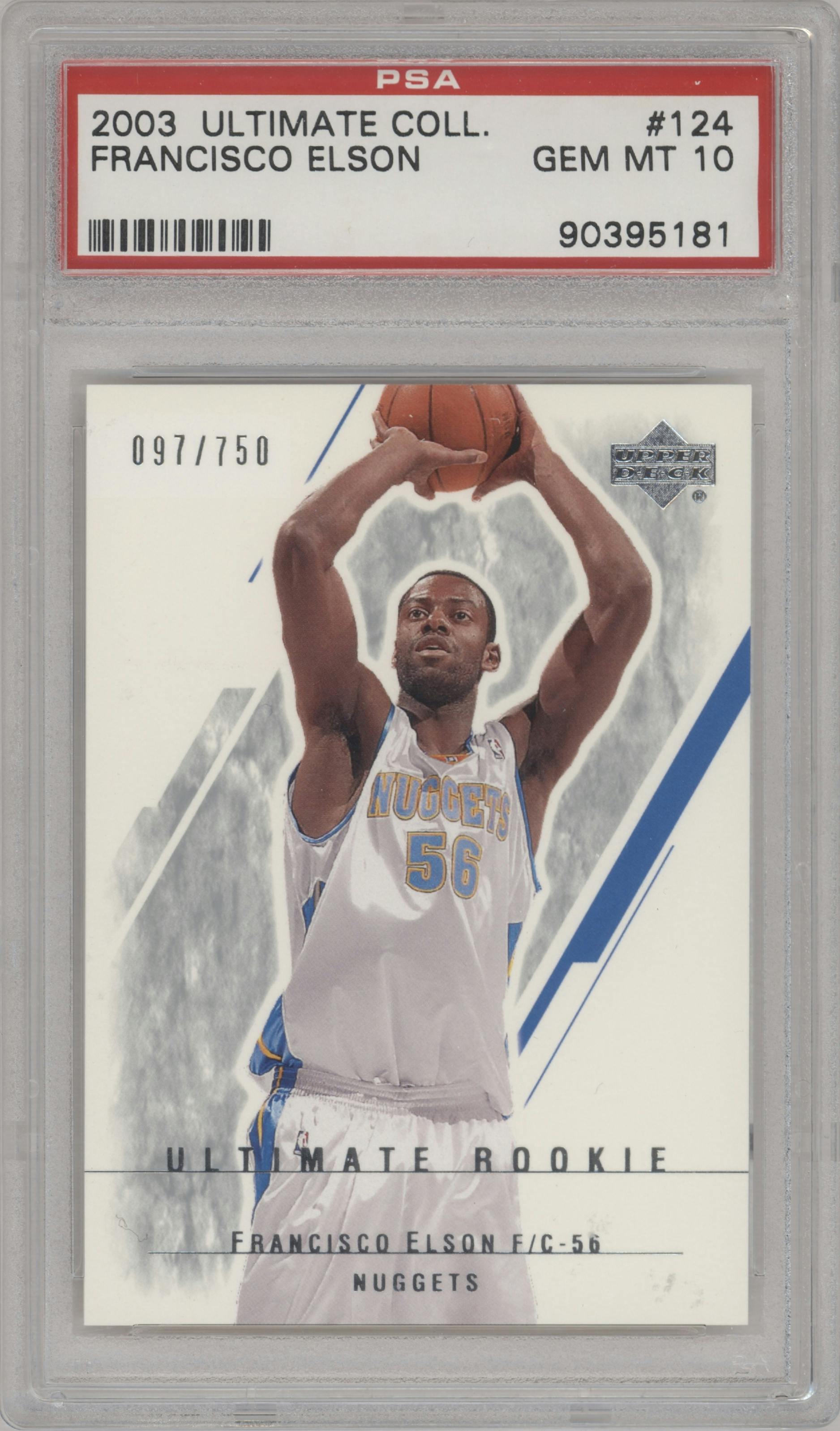Francisco Elson from the 2003-04 Upper Deck Ultimate Collection set graded by PSA and given an overall grade of 10.