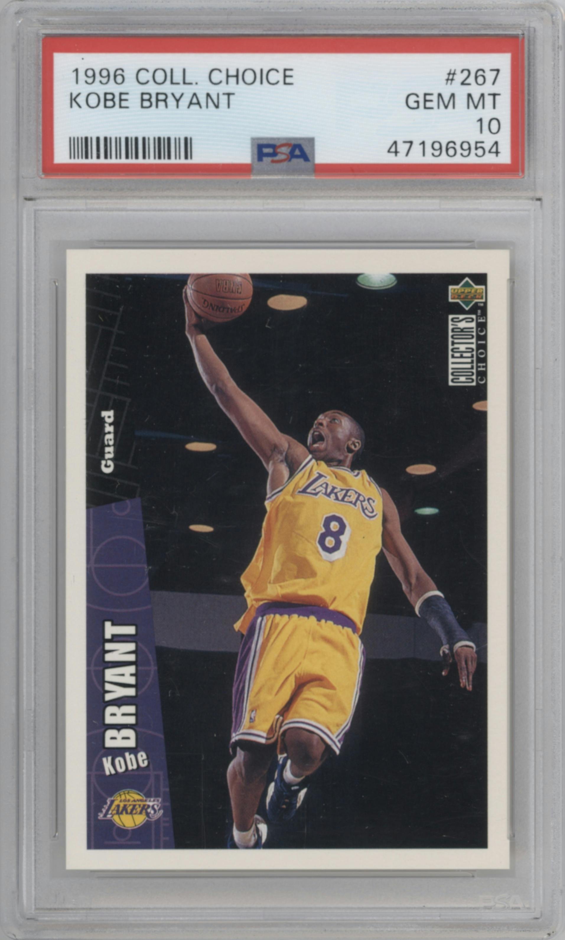 Kobe Bryant from the 1996-97 Upper Deck Collector's Choice set graded by PSA and given an overall grade of 10.
