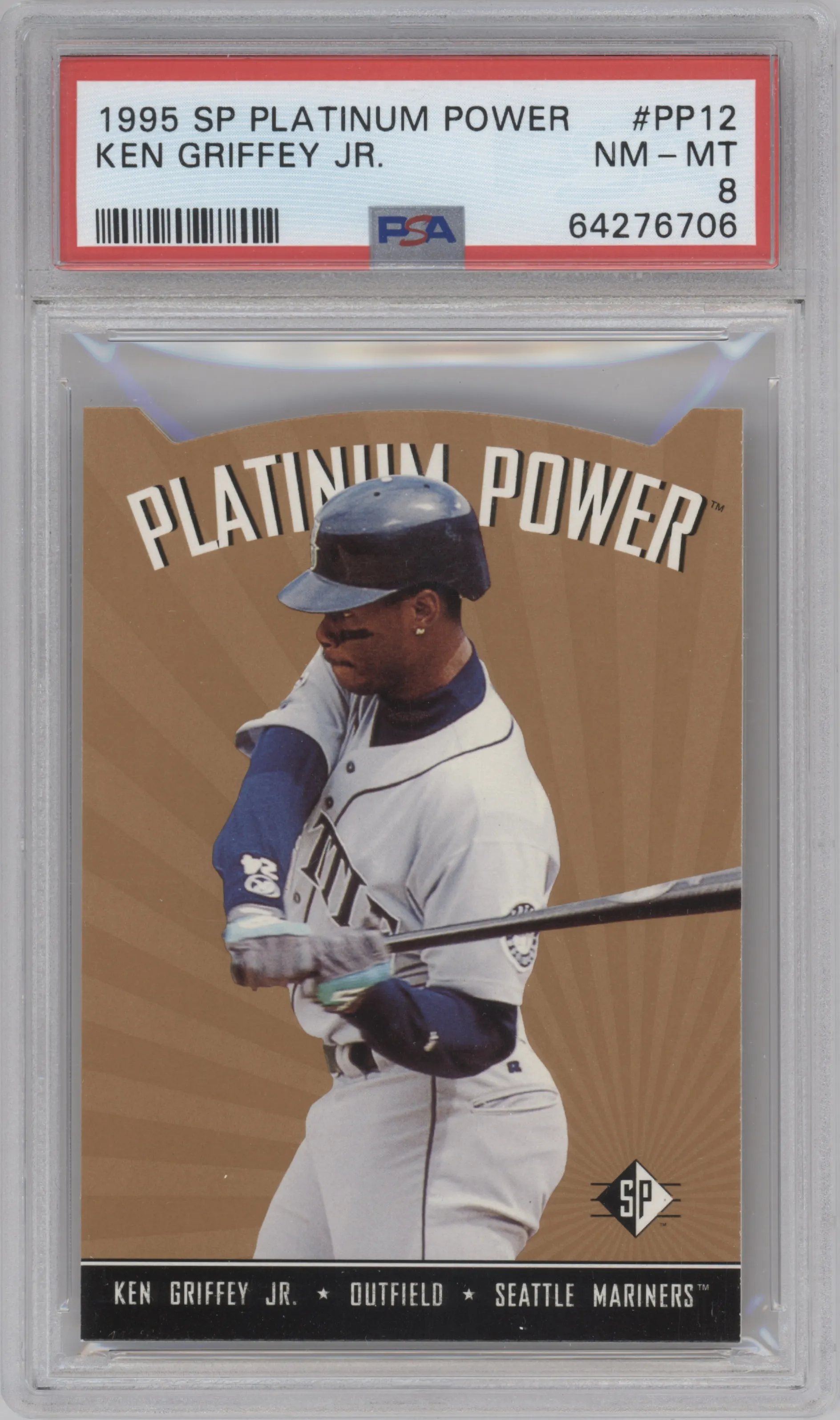 Ken Griffey Jr. from the 1995 Upper Deck SP set graded by PSA and given an overall grade of 8.