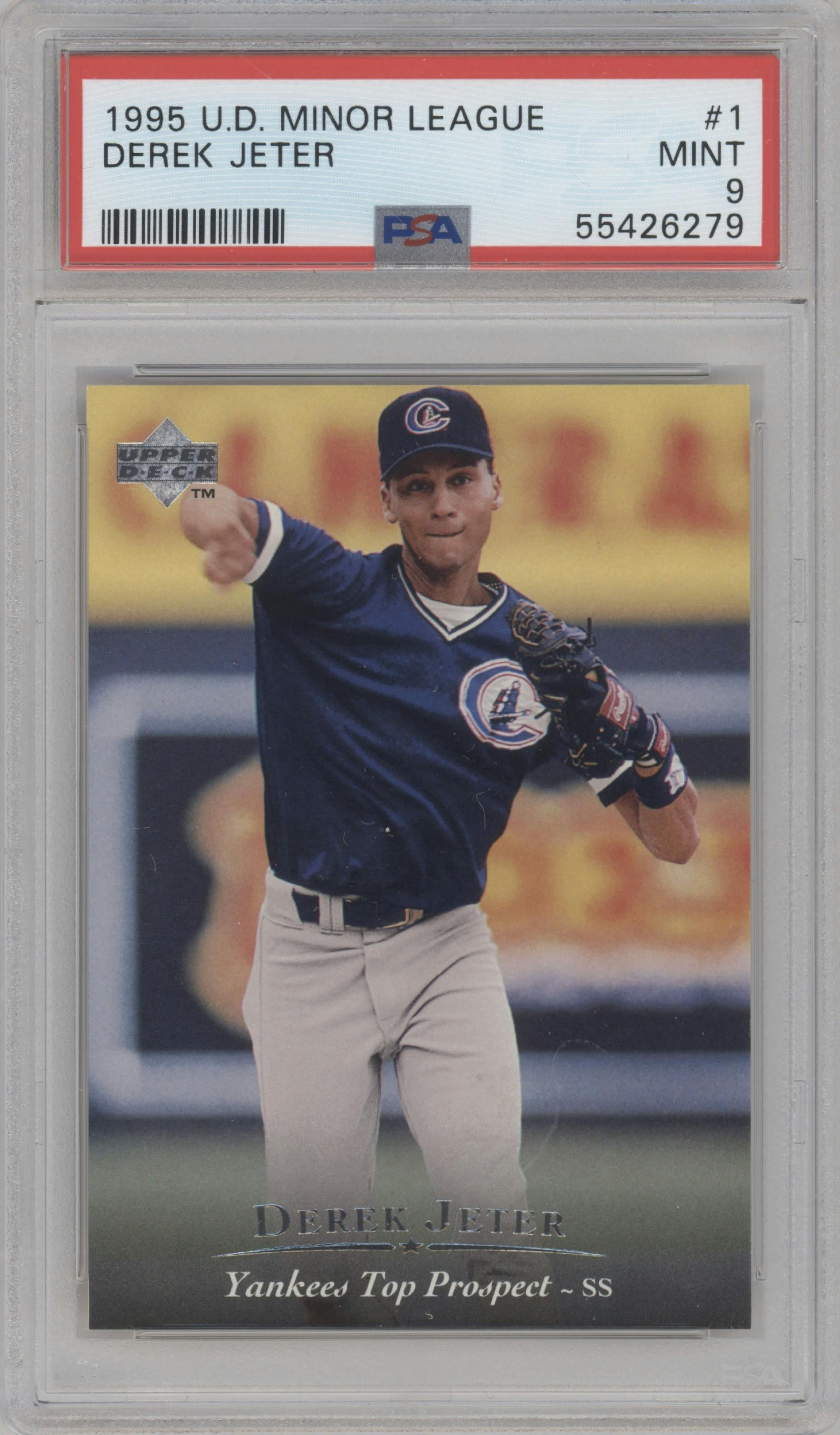 Derek Jeter from the 1995 Upper Deck Minor League set graded by PSA and given an overall grade of 9.
