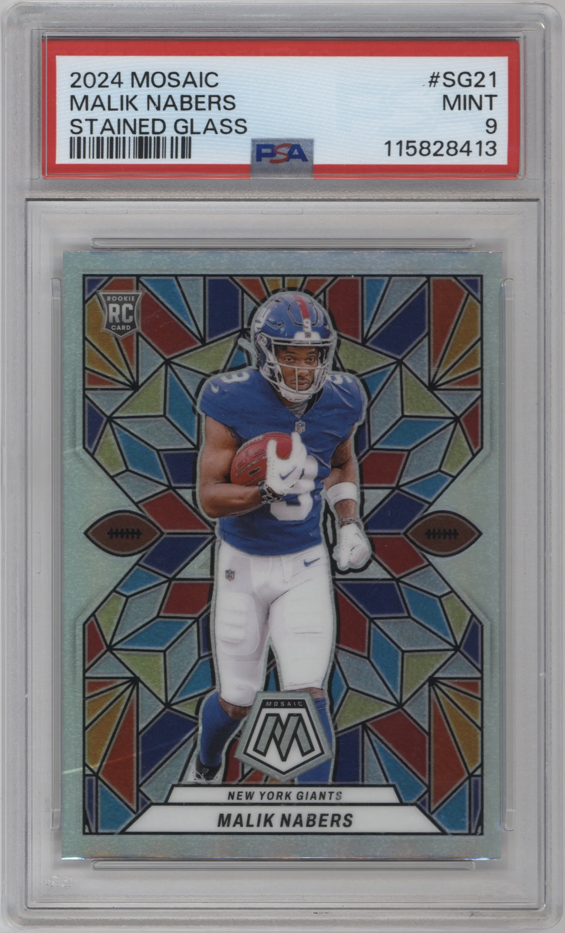 2024 Panini Mosaic Stained Glass Malik Nabers PSA 9