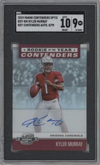 Kyler Murray from the 2019 Panini Contenders Optic set graded by SGC and given an overall grade of 9.