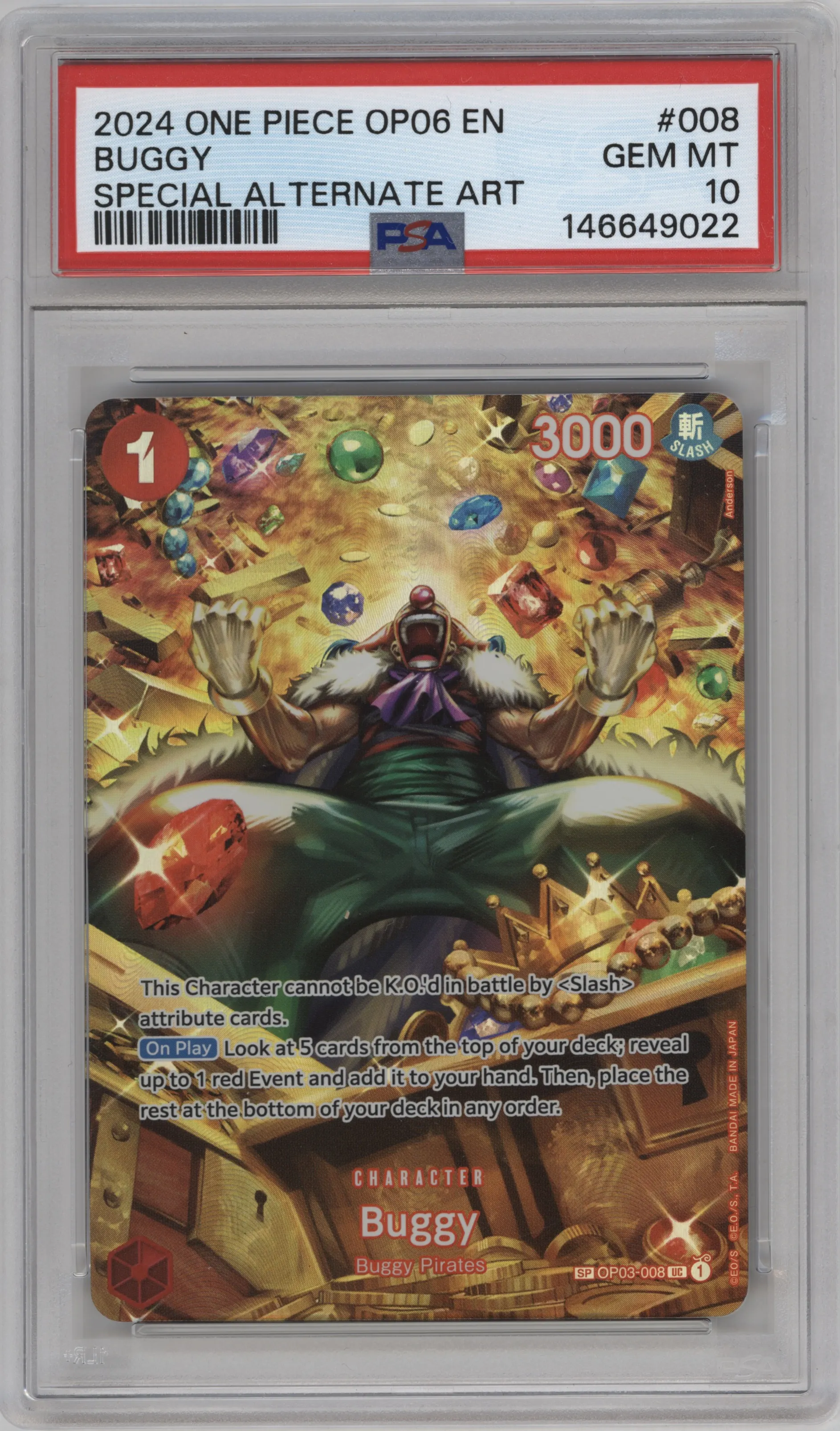 2024 One Piece Wings of the Captain Buggy Alternate Art PSA 10