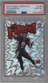Joe Burrow from the 2020 Panini Absolute set graded by PSA and given an overall grade of 10.