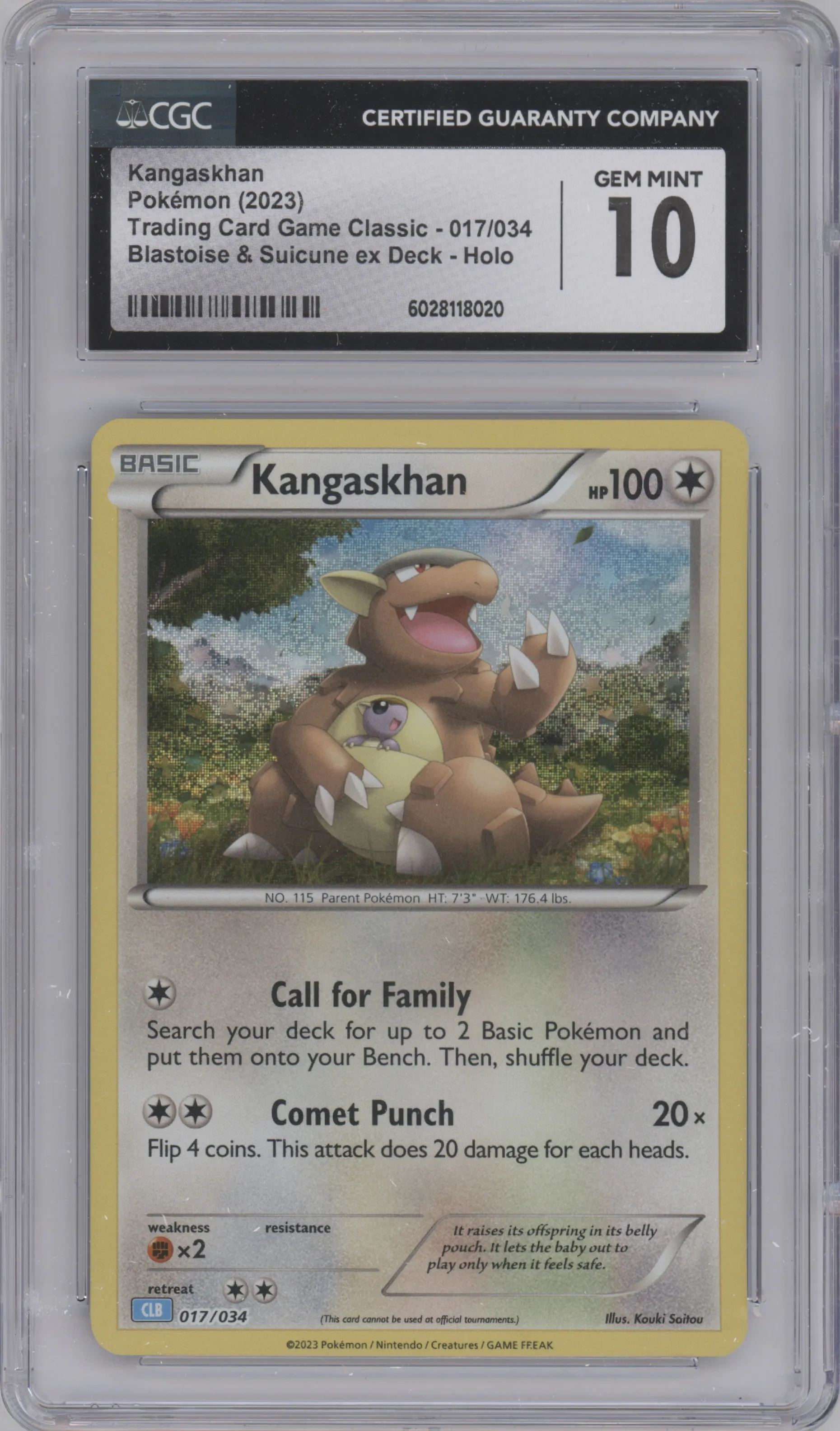 2023 Pokemon CLB Kangaskhan #017 CGC 10
