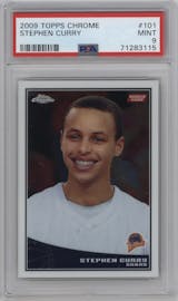Stephen Curry from the 2009-10 Topps Chrome set graded by PSA and given an overall grade of 9.