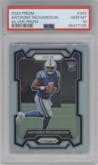 Anthony Richardson from the 2023 Panini Prizm set featuring a Silver Prizm parallel graded by PSA and given an overall grade of 10.