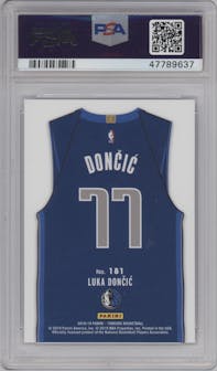 Luka Doncic from the 2018-19 Panini Threads  set featuring a Dazzle parallel graded by PSA and given an overall grade of 10.