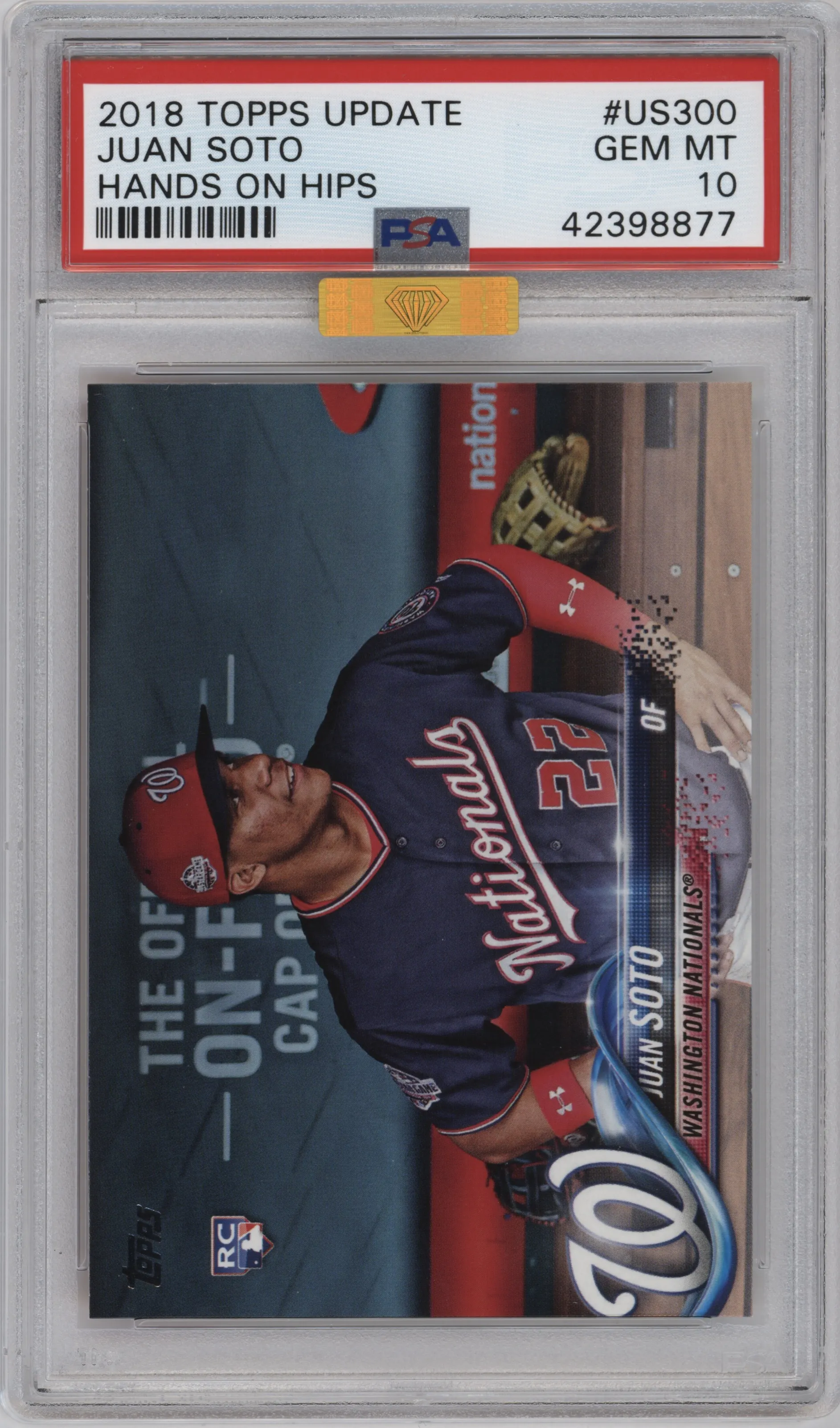 Juan Soto from the 2018 Topps Update set graded by PSA and given an overall grade of 10.