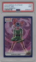 Marvel Girl from the 2023 Upper Deck Marvel Platinum set featuring a Blue Rainbow parallel graded by PSA and given an overall grade of 9.