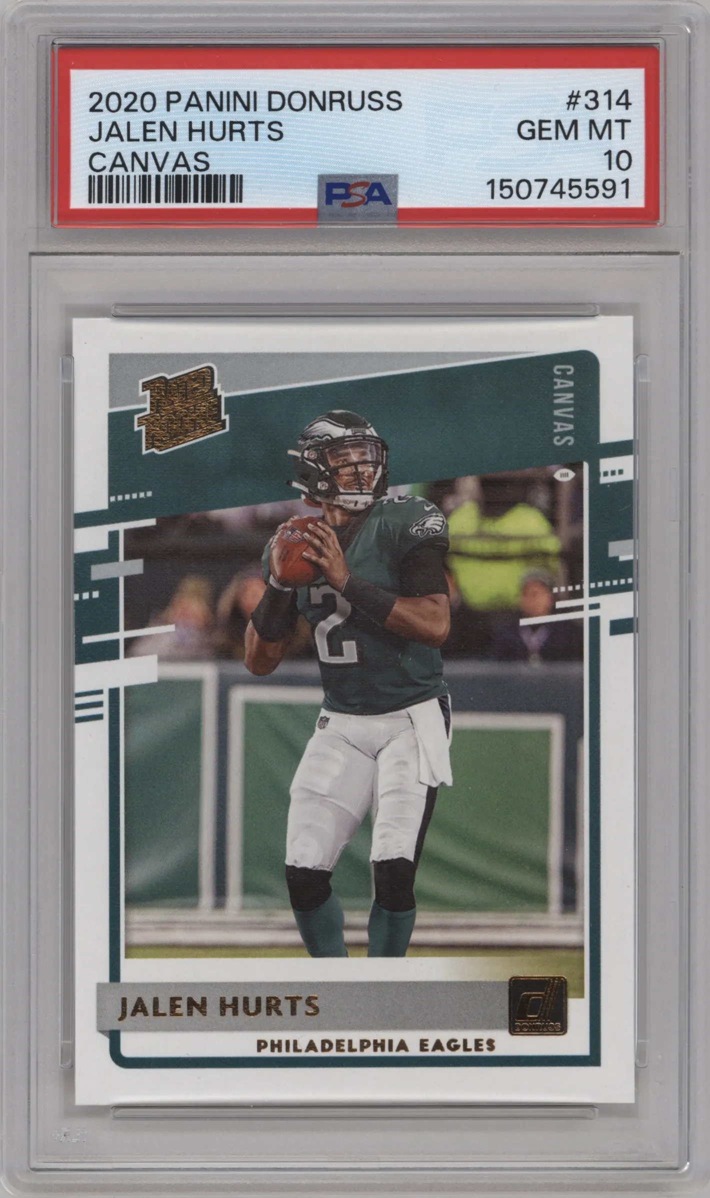 2020 Panini Donruss Rated Rookie Jalen Hurts Canvas #314 PSA 10