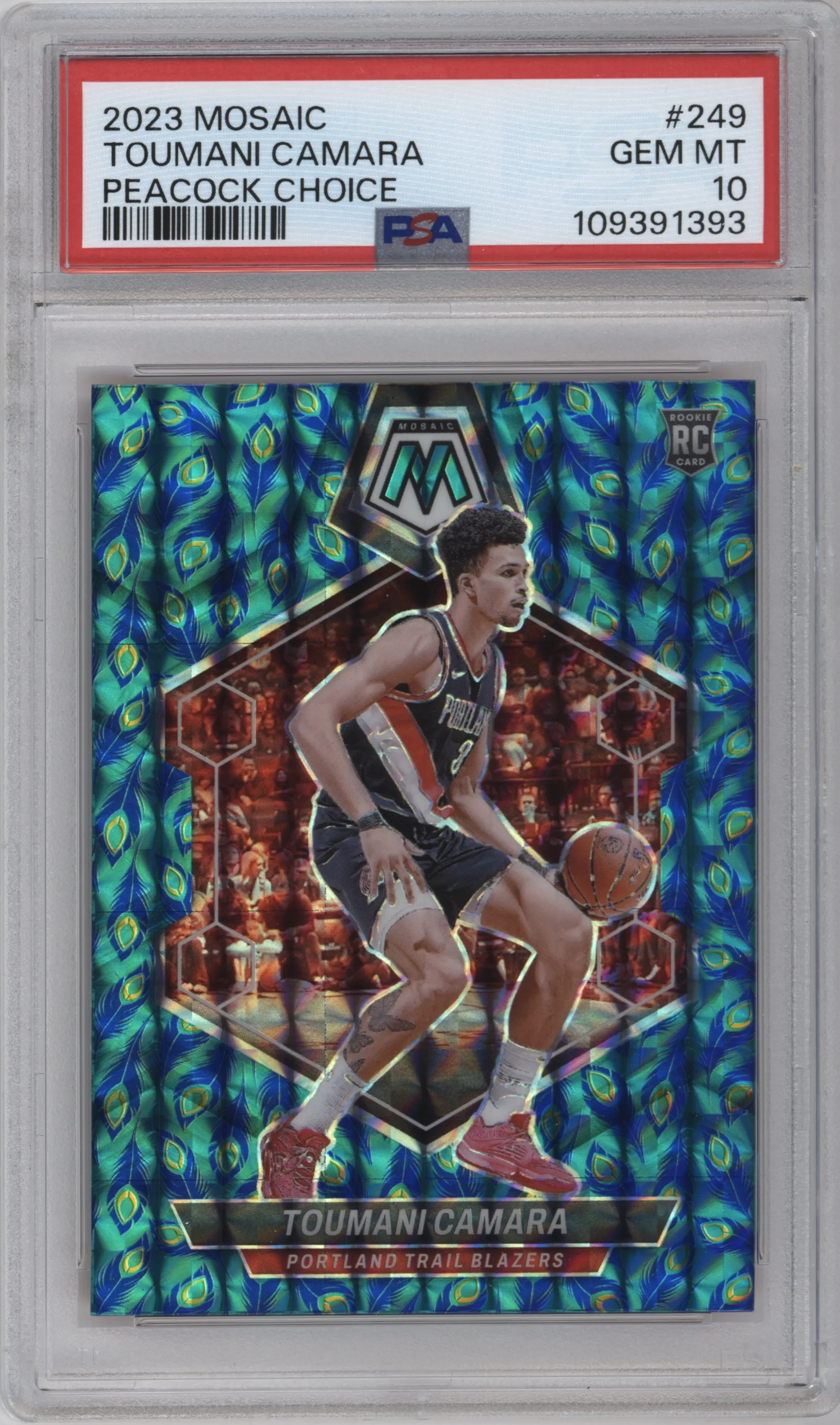 2023 Panini Mosaic Toumani Camara Choice Peacock PSA 10