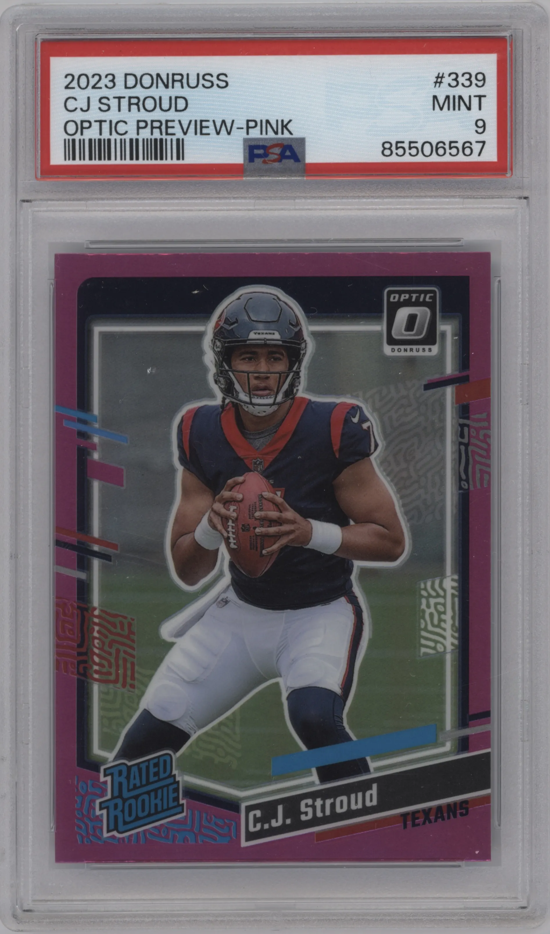 2023 Panini Donruss Opt.Rtd.Rke.Prev. C.J. Stroud Pink #339 PSA 9