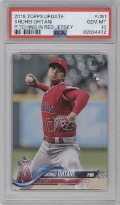 Shohei Ohtani from the 2018 Topps Update set graded by PSA and given an overall grade of 10.