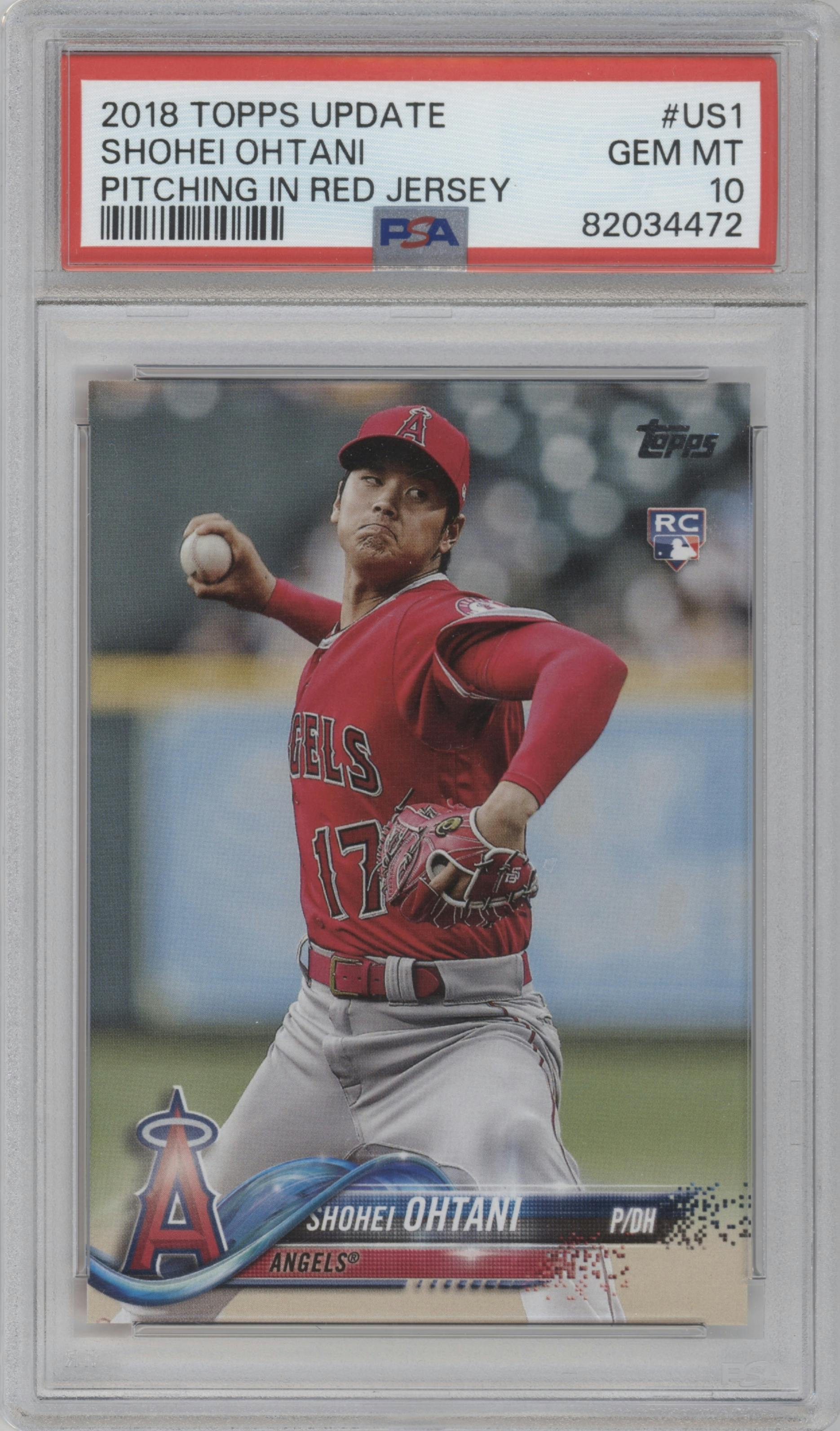 Shohei Ohtani from the 2018 Topps Update set graded by PSA and given an overall grade of 10.