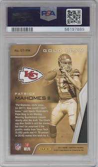 Patrick Mahomes II from the 2017 Panini Certified set graded by PSA and given an overall grade of 9.